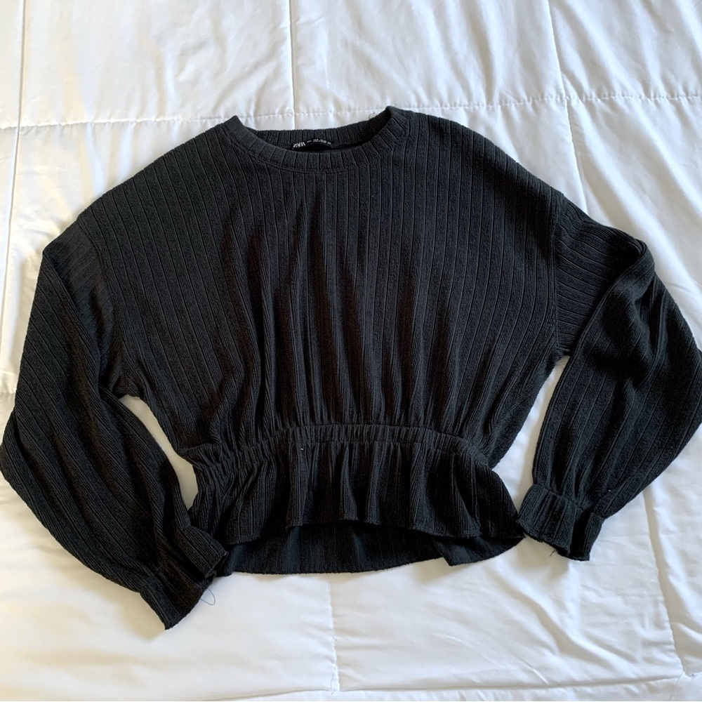 Zara Peplum Ribbed Top